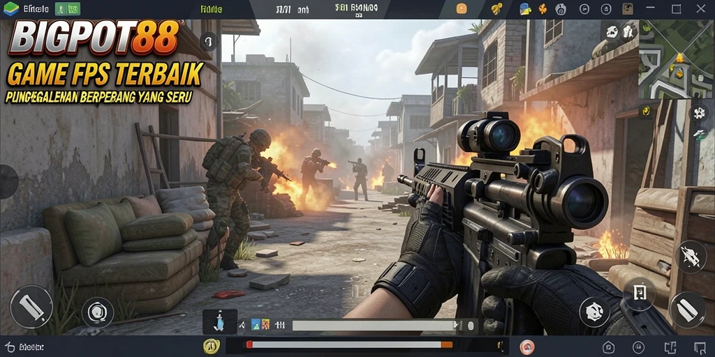 Tangkapan layar utama gameplay BIGPOT88 menunjukkan aksi mendebarkan di medan tempur.