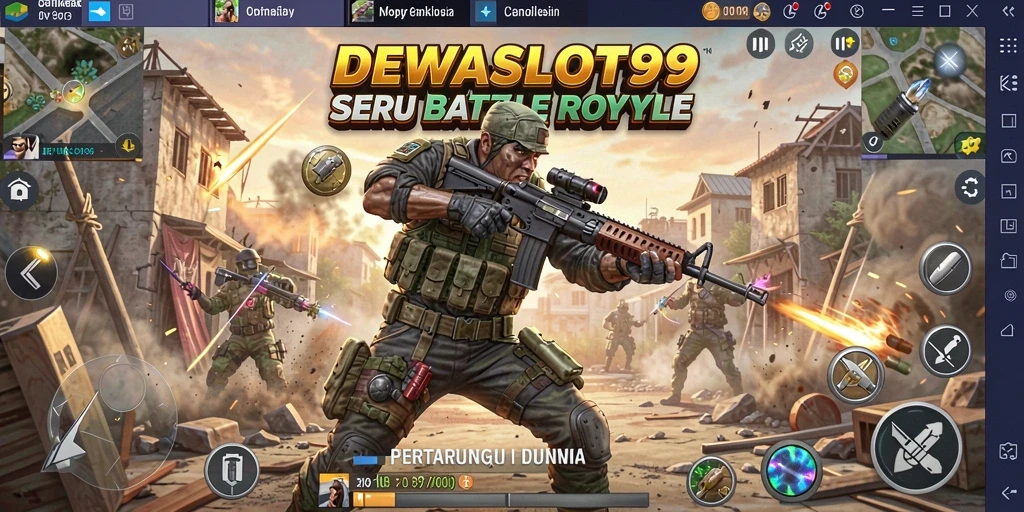 Tampilan gameplay seru dalam DEWASLOT99 dengan aksi Battle Royale.