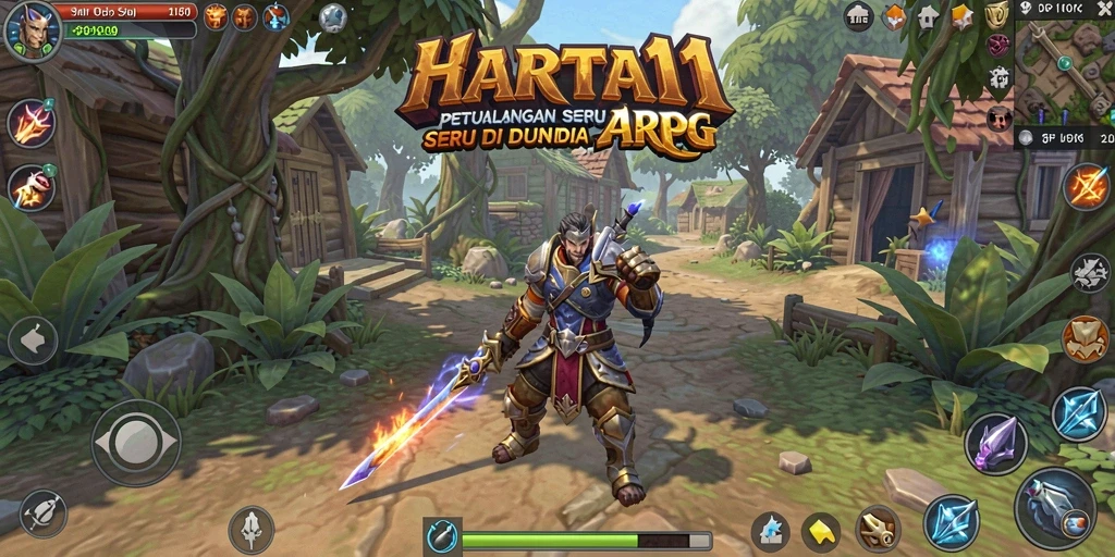 Tangkapan layar HARTA11 menampilkan pertarungan seru dalam dunia ARPG.