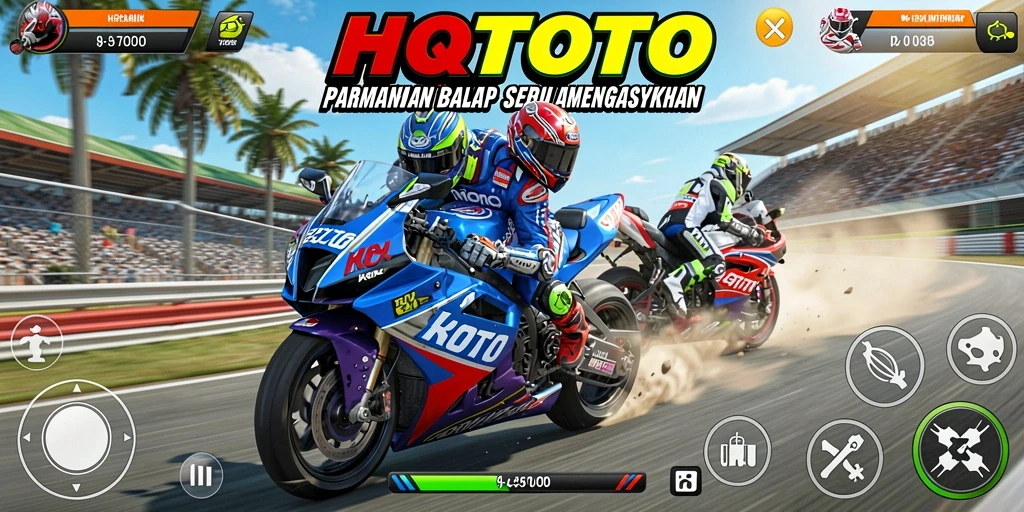 Screenshot menampilkan aksi balap motor seru dalam HQTOTO.