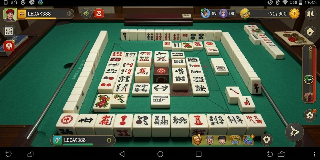 Tangkapan layar gameplay <strong>LEDAK388</strong> menampilkan keseruan permainan Mahjong yang menantang.