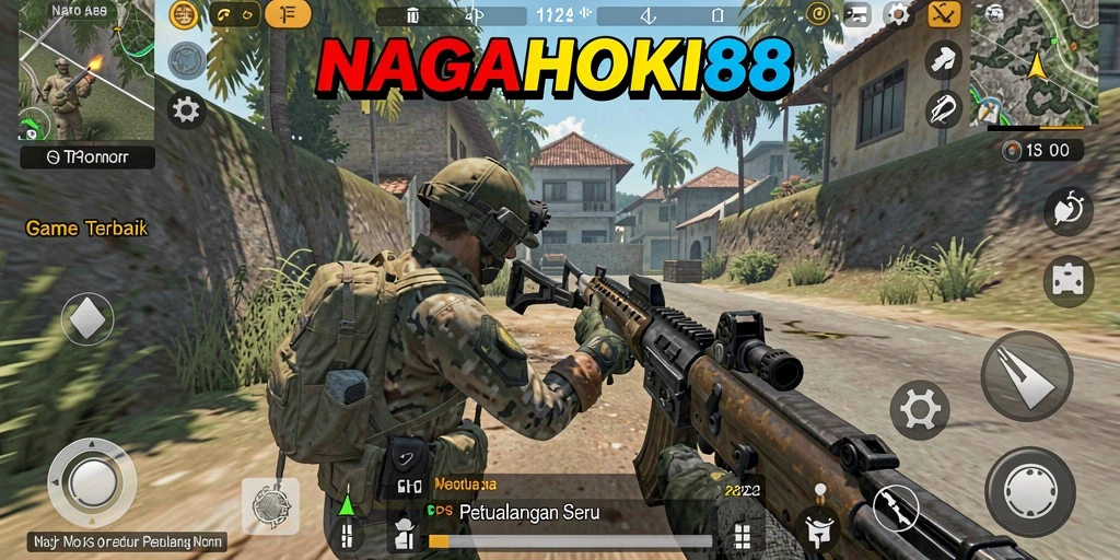 Screenshot menampilkan aksi seru dalam gameplay NAGAHOKI88 di medan tempur.