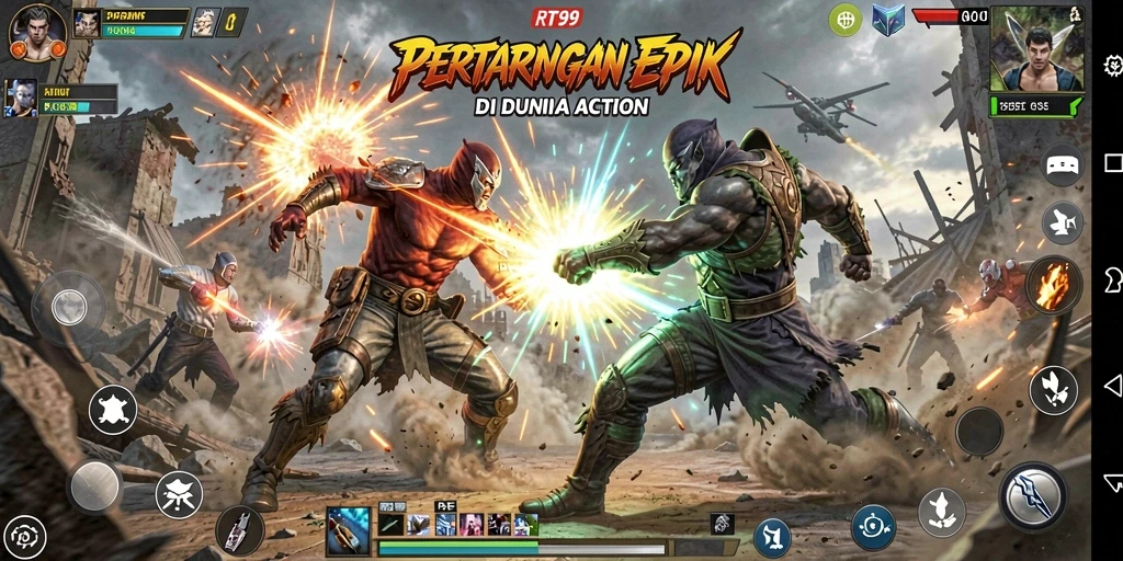 Screenshot RT99 menampilkan aksi pertarungan yang mendebarkan.