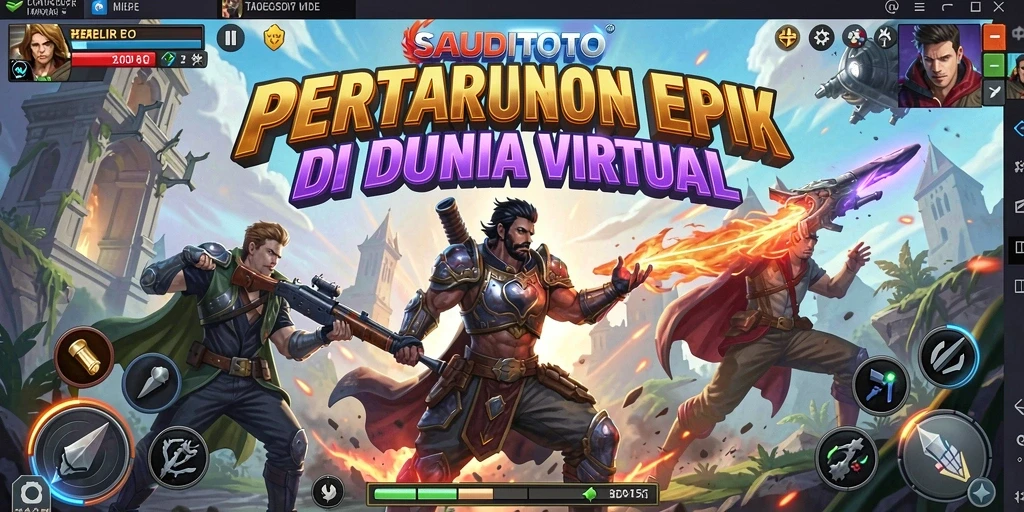 Tampilan screenshot SAUDITOTO dengan aksi pertarungan dramatis.